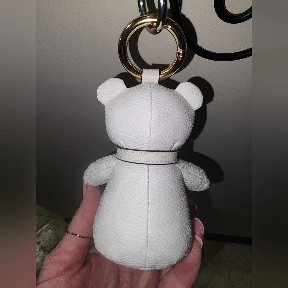 Coach Signature C White Cream Leather Mixed Metals Bear Purse Charm Keychain NEW - Picture 13 of 17